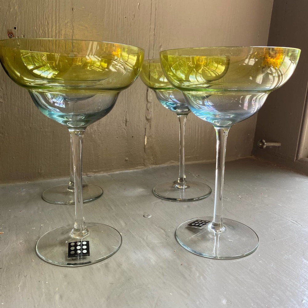 CIRCLEWARE DESIGN Two-tone Green & Blue Margarita Set of 4